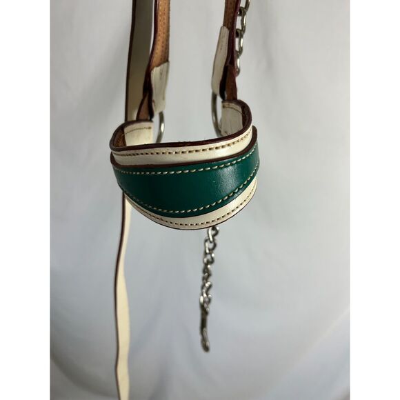 Vintage Scalloped Show Halter & Lead White/Green w White Stitching - Picture 4 of 6